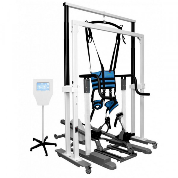 Подвес реабилитационный для вертикализации пациента модель «Орторент C++ (стационарный с роботизированной (кинематической) системой имитации шага)»