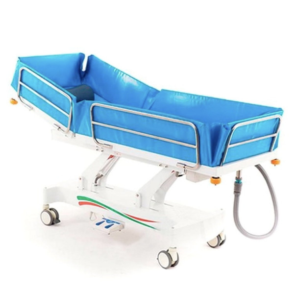 Тележка-каталка для мытья пациентов с электроприводом регулировки высоты, с аккумулятором МЕТ E-POOL