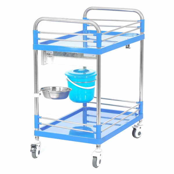 Стол манипуляционный медицинский с двумя полками, тазом и ведерком на кронштейнах МЕТ SIY-140-2