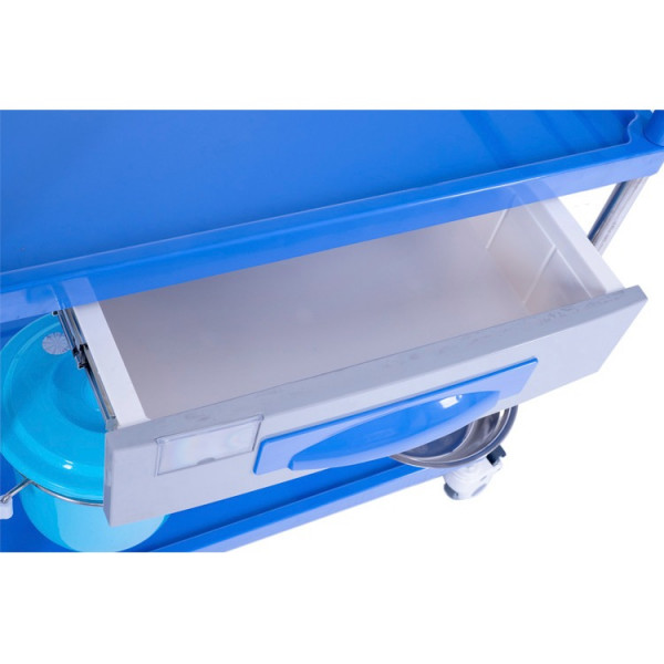 Стол манипуляционный медицинский с двумя полками, тазом и ведерком на кронштейнах МЕТ SIY-140-3