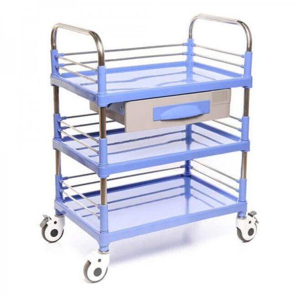 Стол манипуляционный медицинский с выдвижным ящиком, трехполочный МЕТ SIY-150