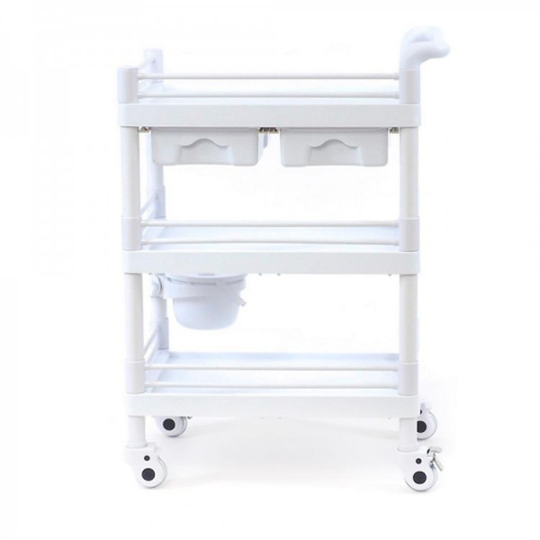 Стол манипуляционный трёхполочный медицинский с двумя выдвижными ящиками МЕТ SPY-130-1