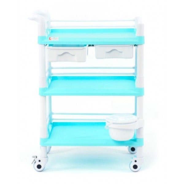 Стол манипуляционный медицинский трёхполочный с двумя выдвижными ящиками МЕТ SPY-130-2