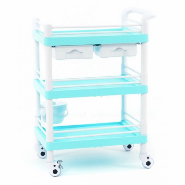 Стол манипуляционный медицинский трёхполочный с двумя выдвижными ящиками МЕТ SPY-130