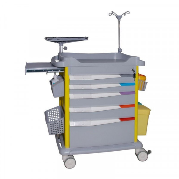 Тележка медицинская универсальная желтая MET PSC-160 желтая, арт. 19926-1