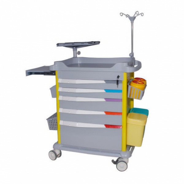 Тележка медицинская универсальная желтая MET PSC-160 желтая, арт. 19926