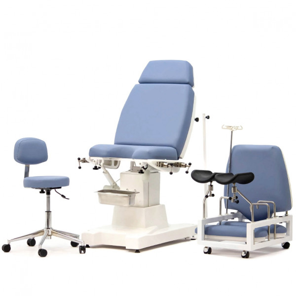 Гинекологическое кресло с электроприводом, платформой для аксессуаров и стулом для врача MET AVK GK 02