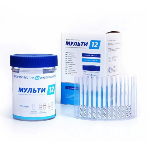 Экспресс-тест на 12 видов наркотиков ИммуноХром-НАРКО-Экспресс с жидкокристаллическим термометром для контроля температуры образца (Мульти-12)-2